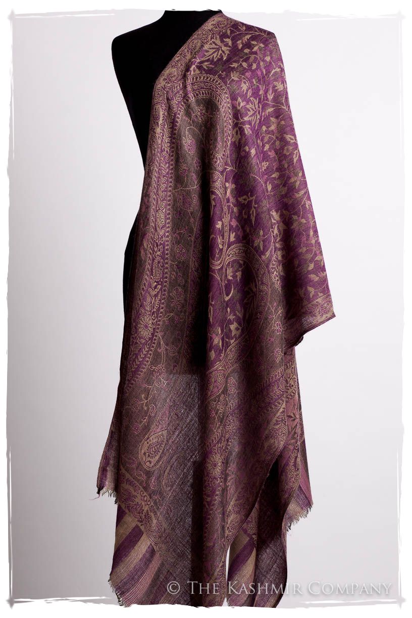 Orchidée Iris Mughal Paisley Reversible Soft Cashmere Scarf/Shawl
