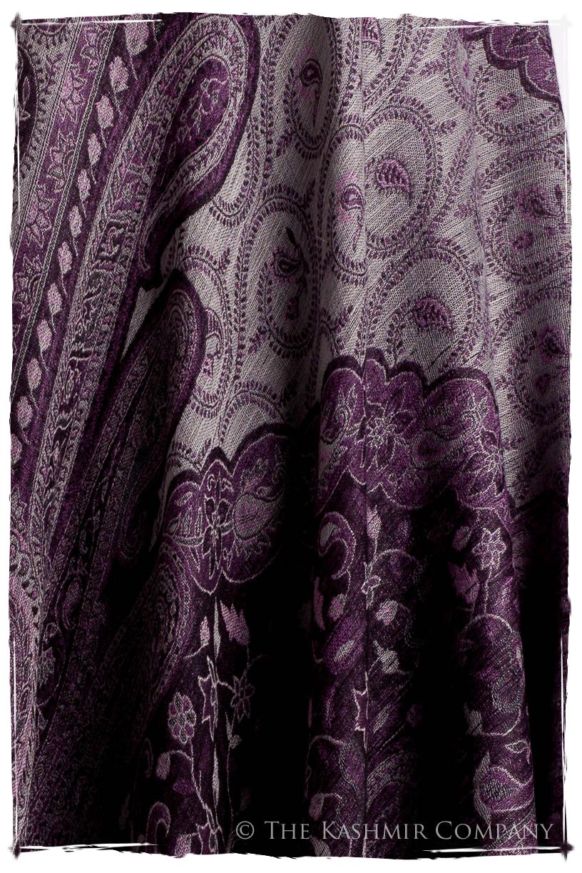 Impérial Purple Mughal Paisley Reversible Soft Cashmere Scarf/Shawl