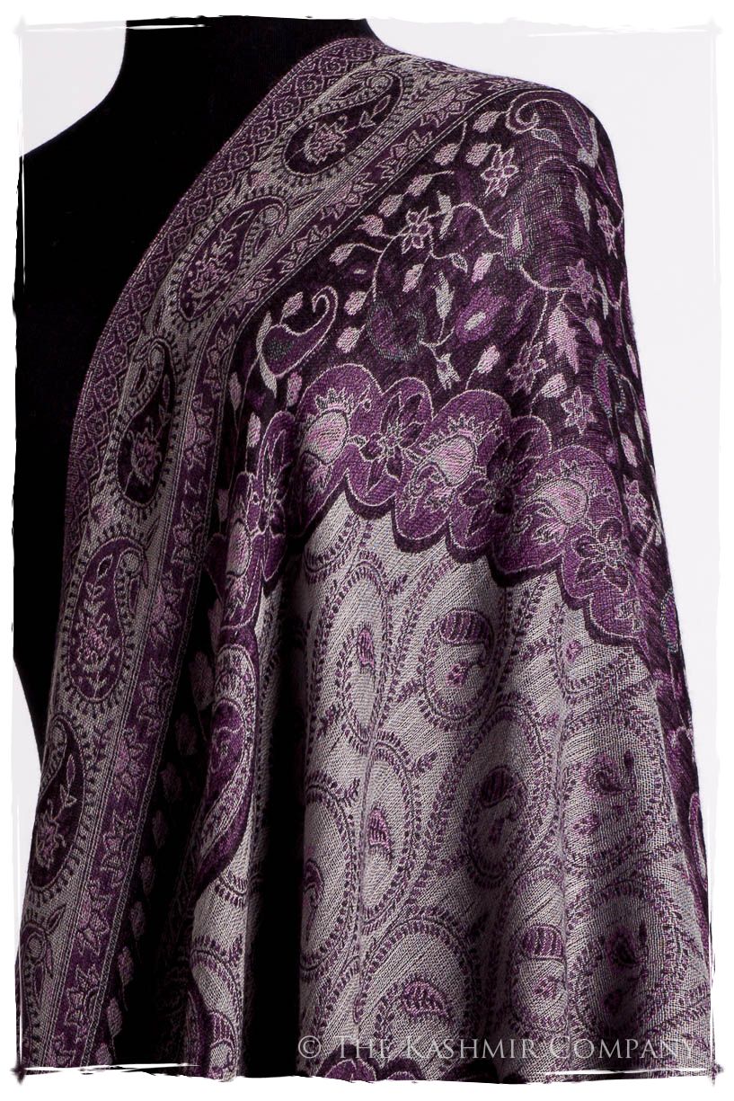 Impérial Purple Mughal Paisley Reversible Soft Cashmere Scarf/Shawl