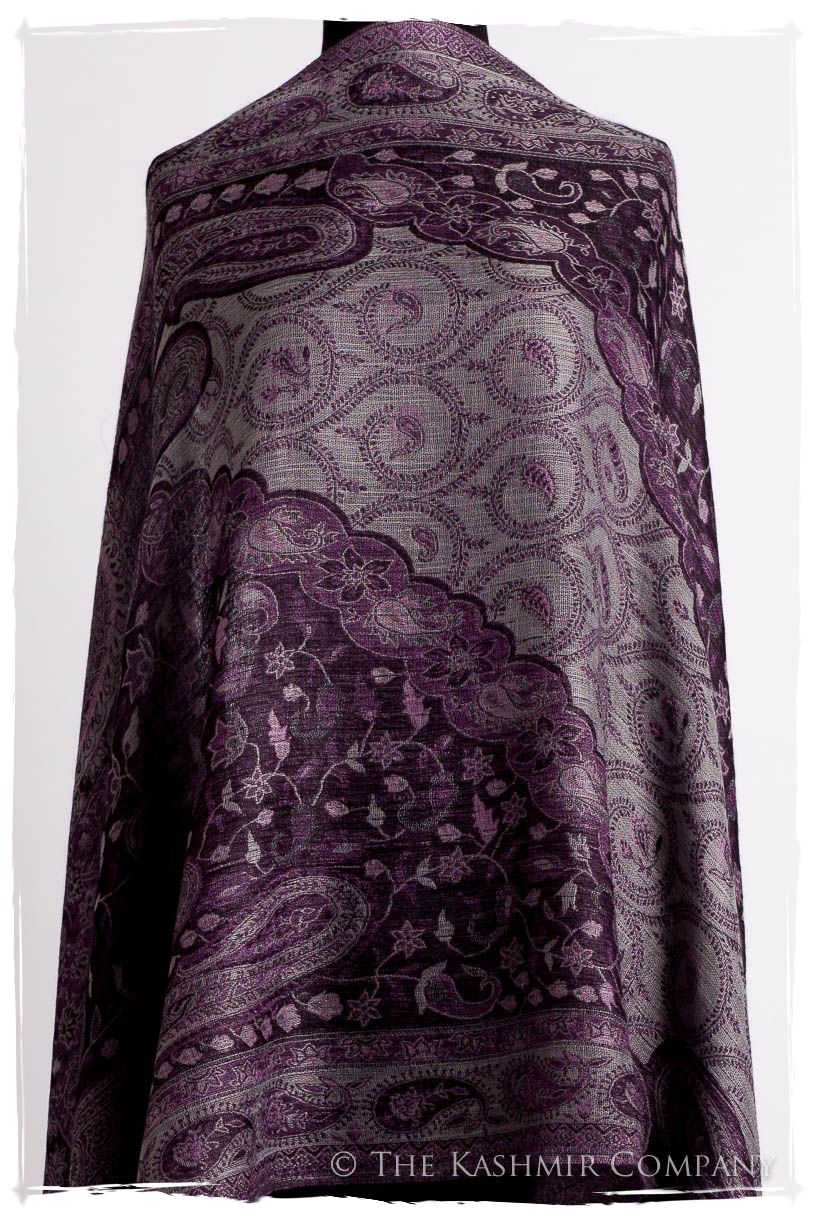 Impérial Purple Mughal Paisley Reversible Soft Cashmere Scarf/Shawl