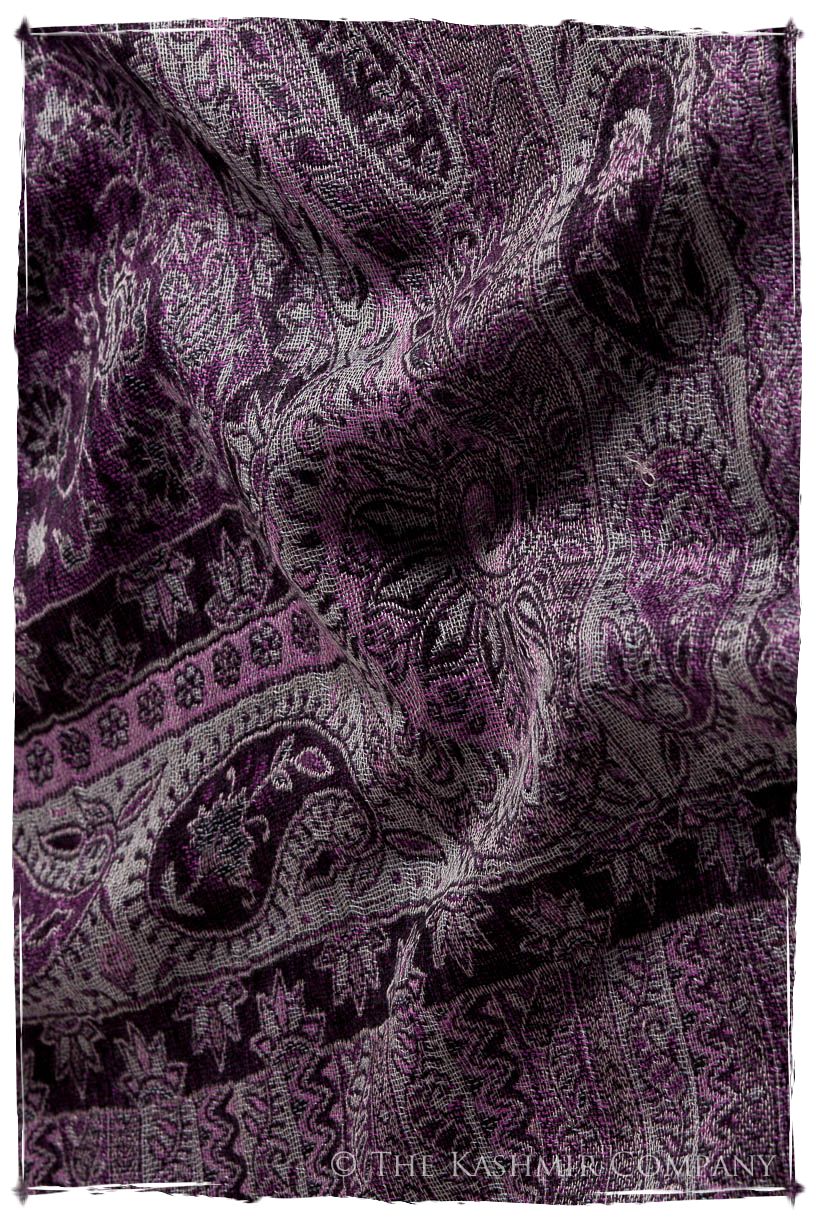 Impérial Purple Mughal Paisley Reversible Soft Cashmere Scarf/Shawl