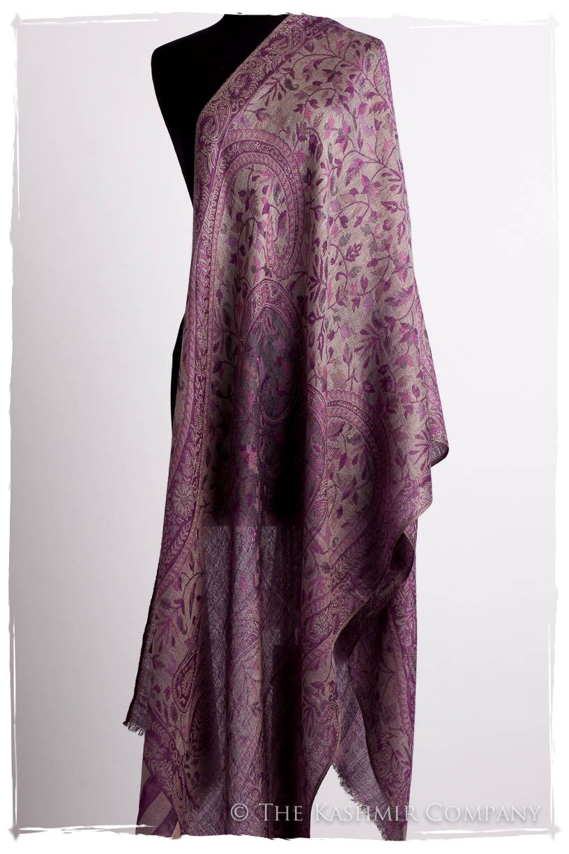 Brume d'orchidée Mughal Paisley Reversible Soft Cashmere Scarf/Shawl