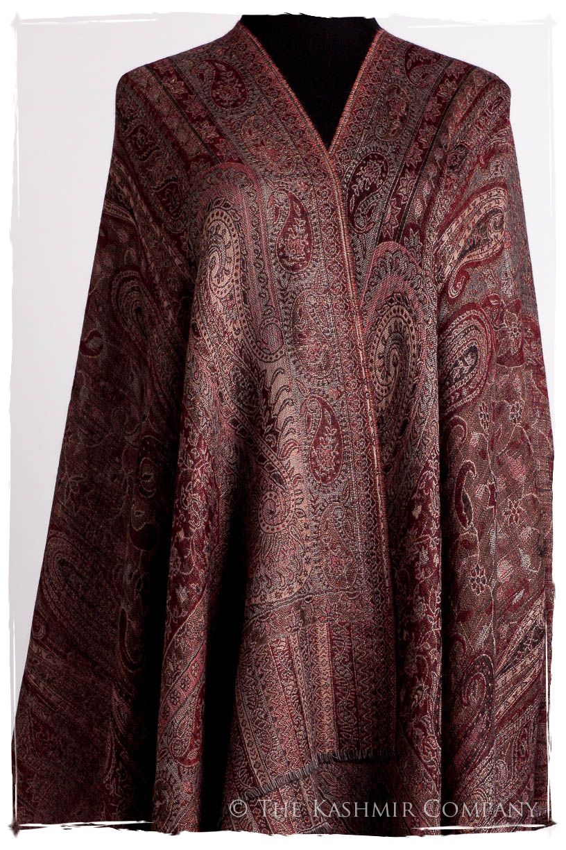 Bordeaux Mughal Paisley Reversible Soft Cashmere Scarf/Shawl