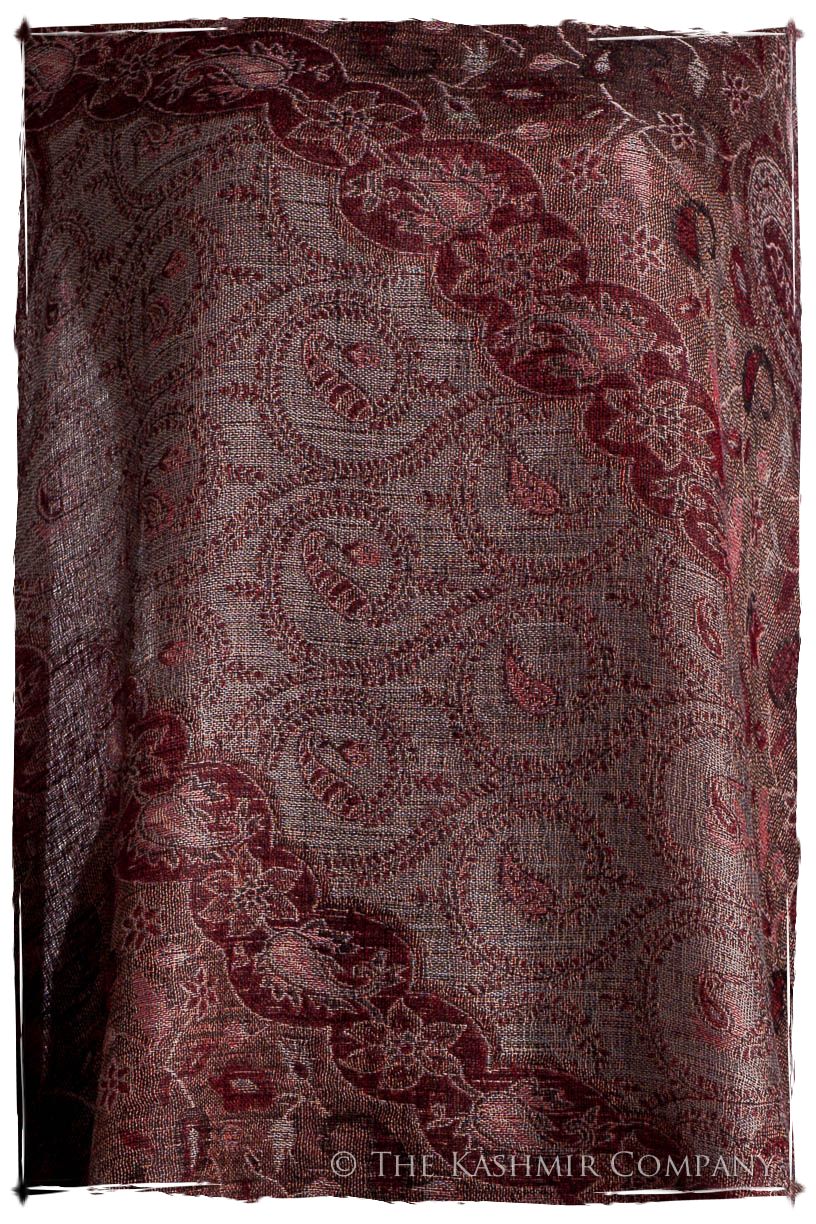 Bordeaux Mughal Paisley Reversible Soft Cashmere Scarf/Shawl