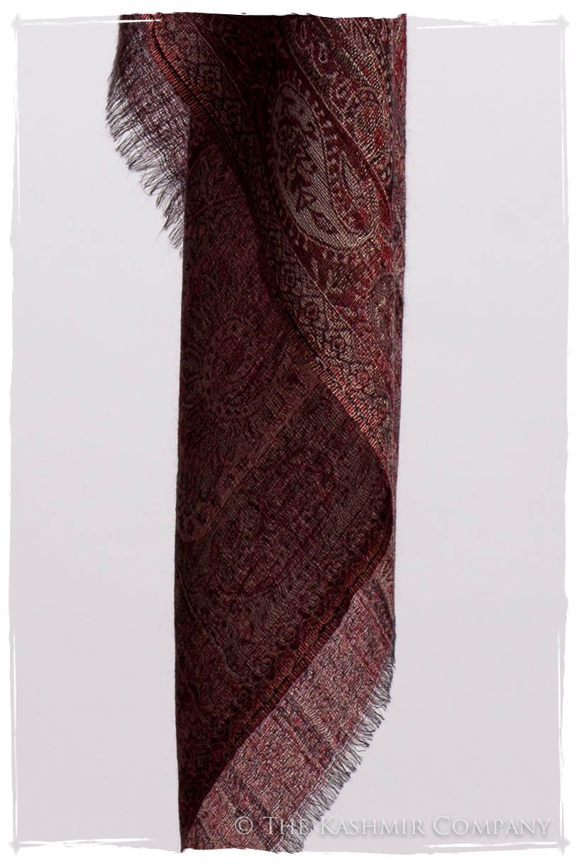 Bordeaux Mughal Paisley Reversible Soft Cashmere Scarf/Shawl