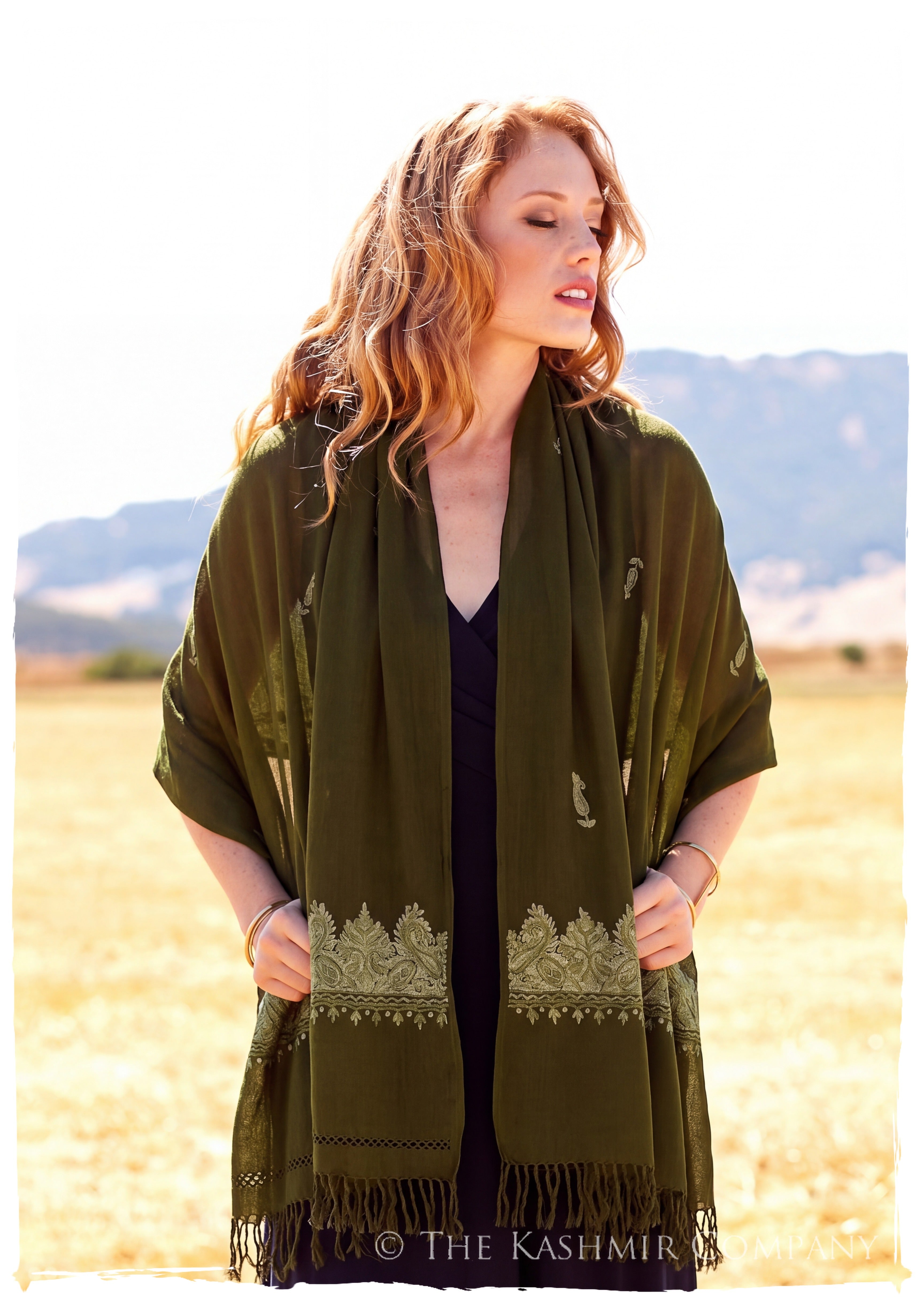 Georgette Frontières Paisley Gift Shawl — lifestyle