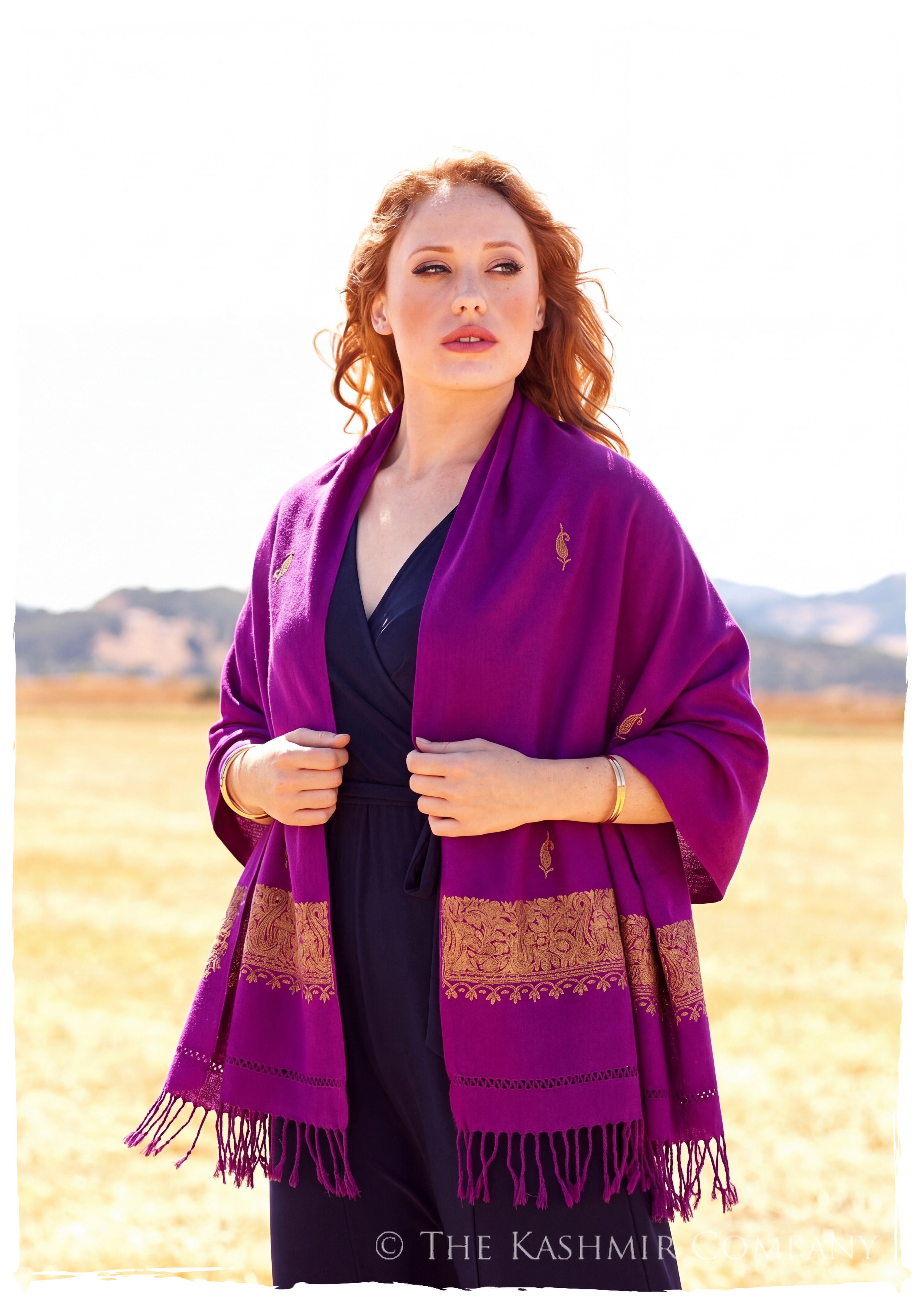 Byzantium Frontière Paisley Gift Shawl — lifestyle