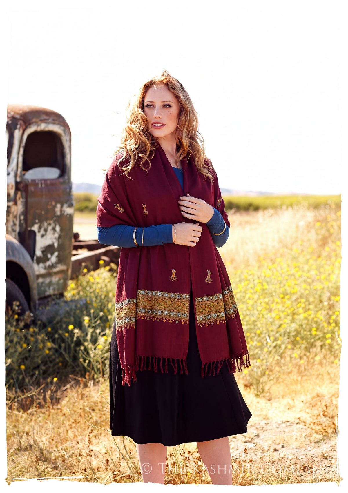 Bordeaux Jewel Trois Frontières Gift Shawl — lifestyle