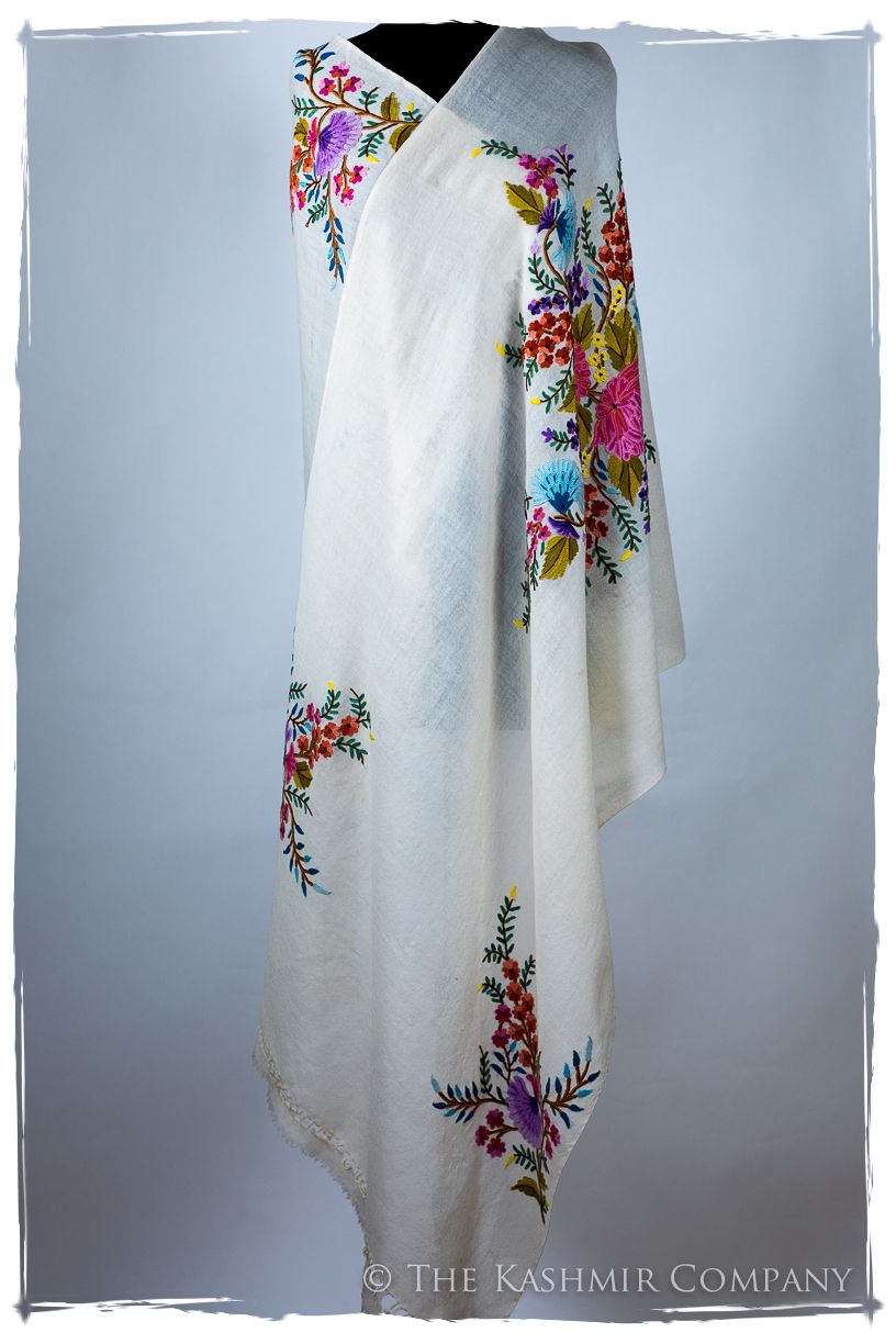 Jardin Pastel Français Bleu Bouquet Mascarade Shawl
