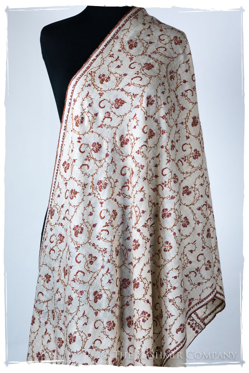 Jardin Bordeaux d'Ivoire Paisley L'amour Soft Cashmere Scarf/Shawl
