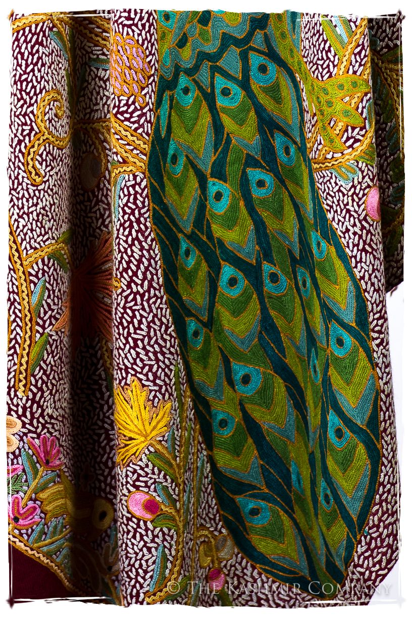 Paons des forêts d'Indiens bordeaux Antiquaires Shawl