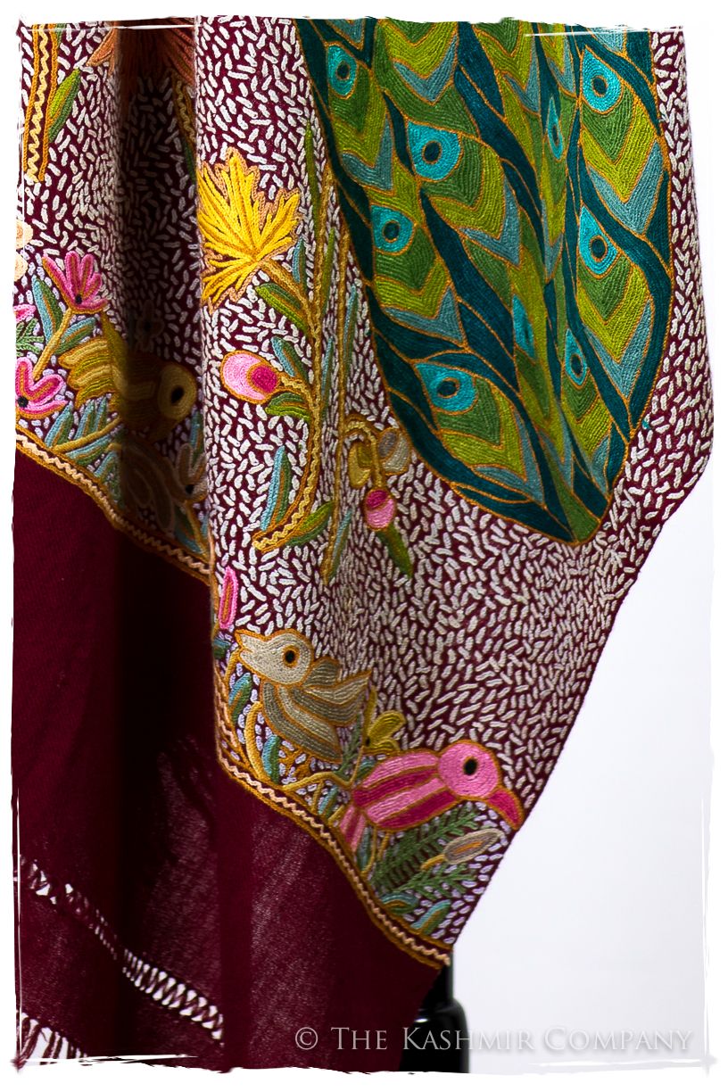 Paons des forêts d'Indiens bordeaux Antiquaires Shawl