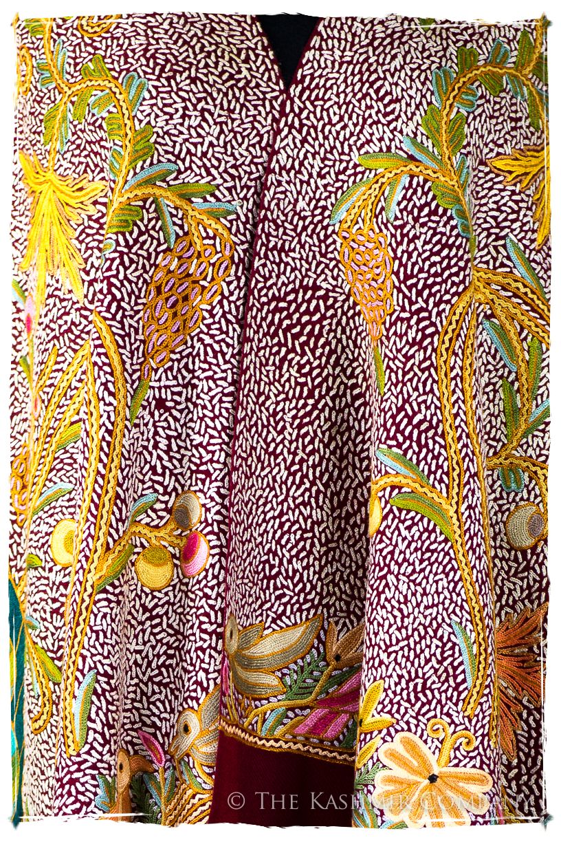 Paons des forêts d'Indiens bordeaux Antiquaires Shawl