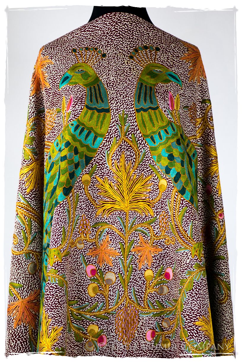 Paons des forêts d'Indiens bordeaux Antiquaires Shawl