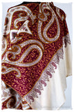 The Mona Lisa Bordeaux Blanc Deux Shawl