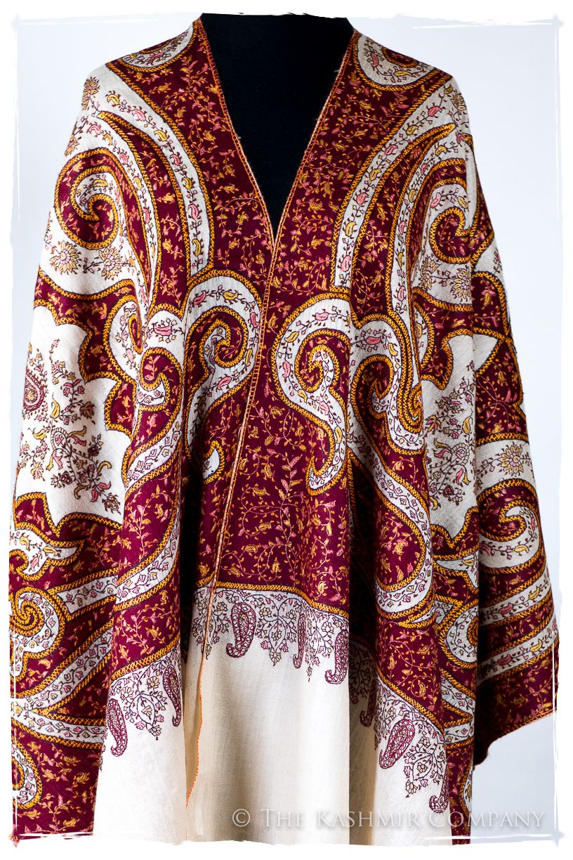 The Mona Lisa Bordeaux Blanc Deux Shawl