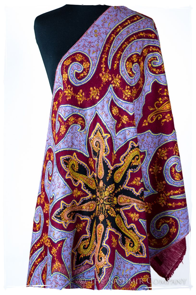 The Mona Lisa Bordeaux Aztec Gold Deux Shawl