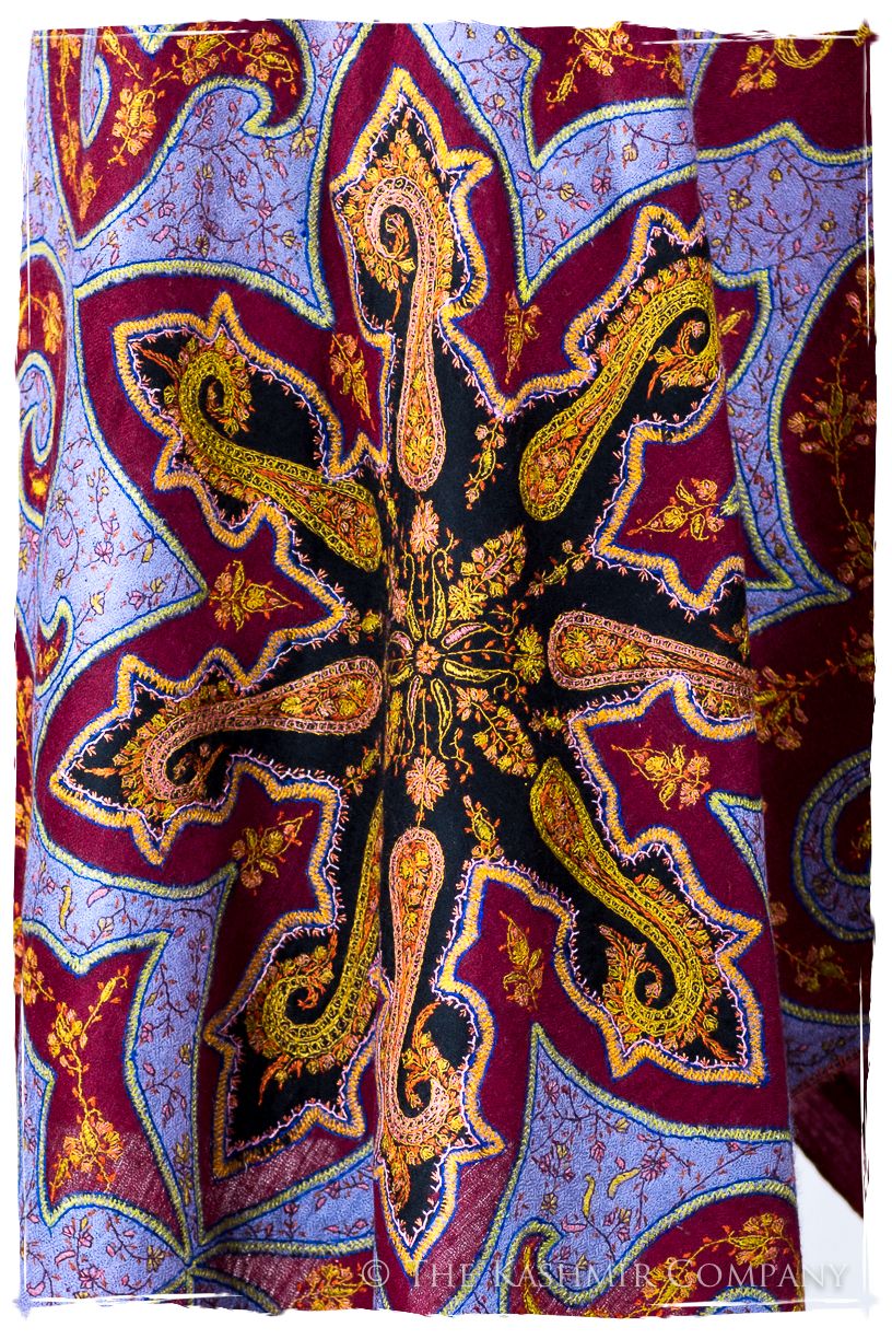 The Mona Lisa Bordeaux Aztec Gold Deux Shawl