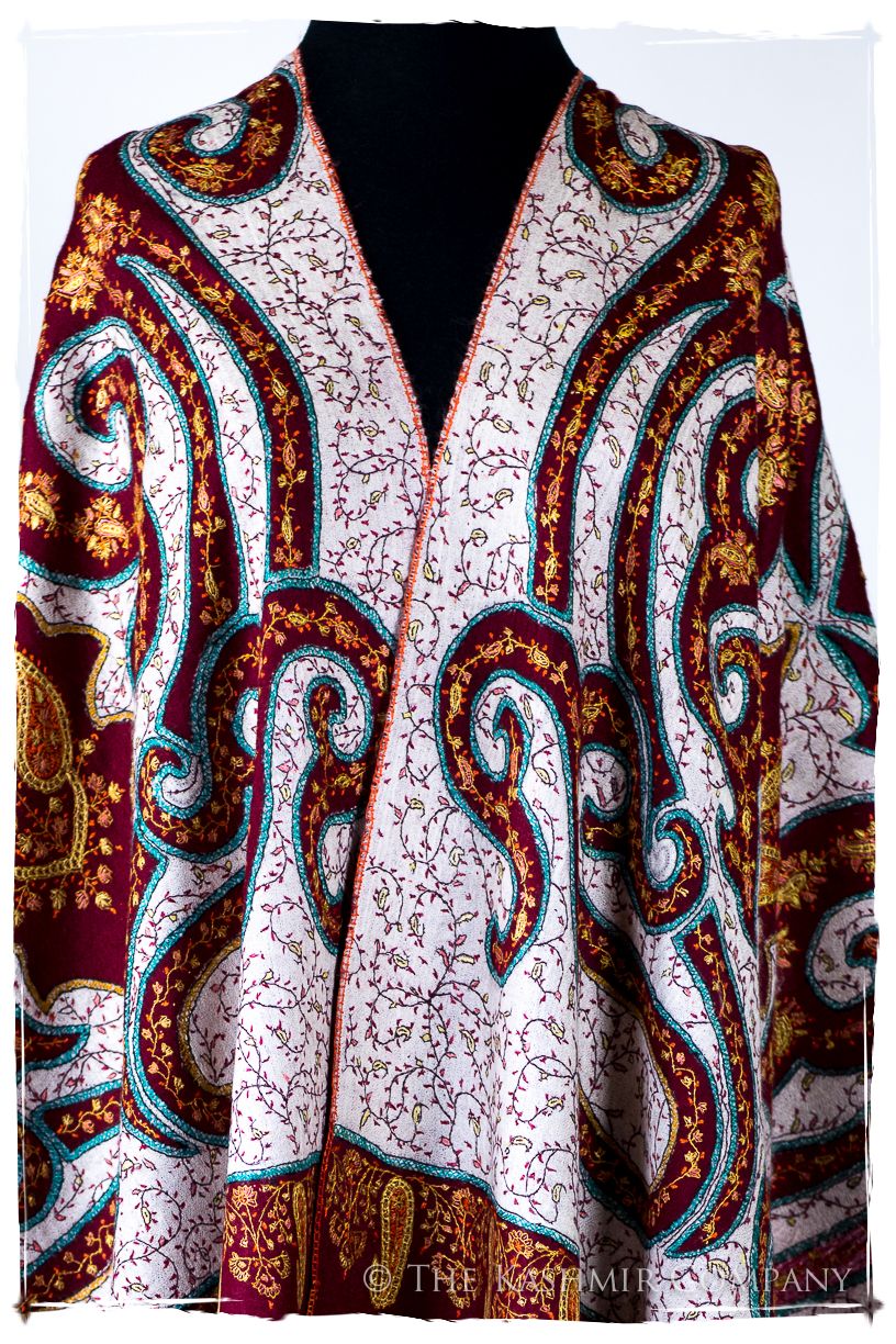 The Mona Lisa Bordeaux Aspen Gold Blanc Deux Shawl