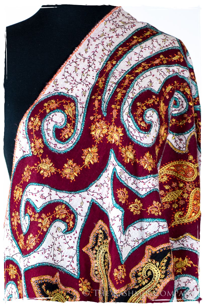 The Mona Lisa Bordeaux Aspen Gold Blanc Deux Shawl