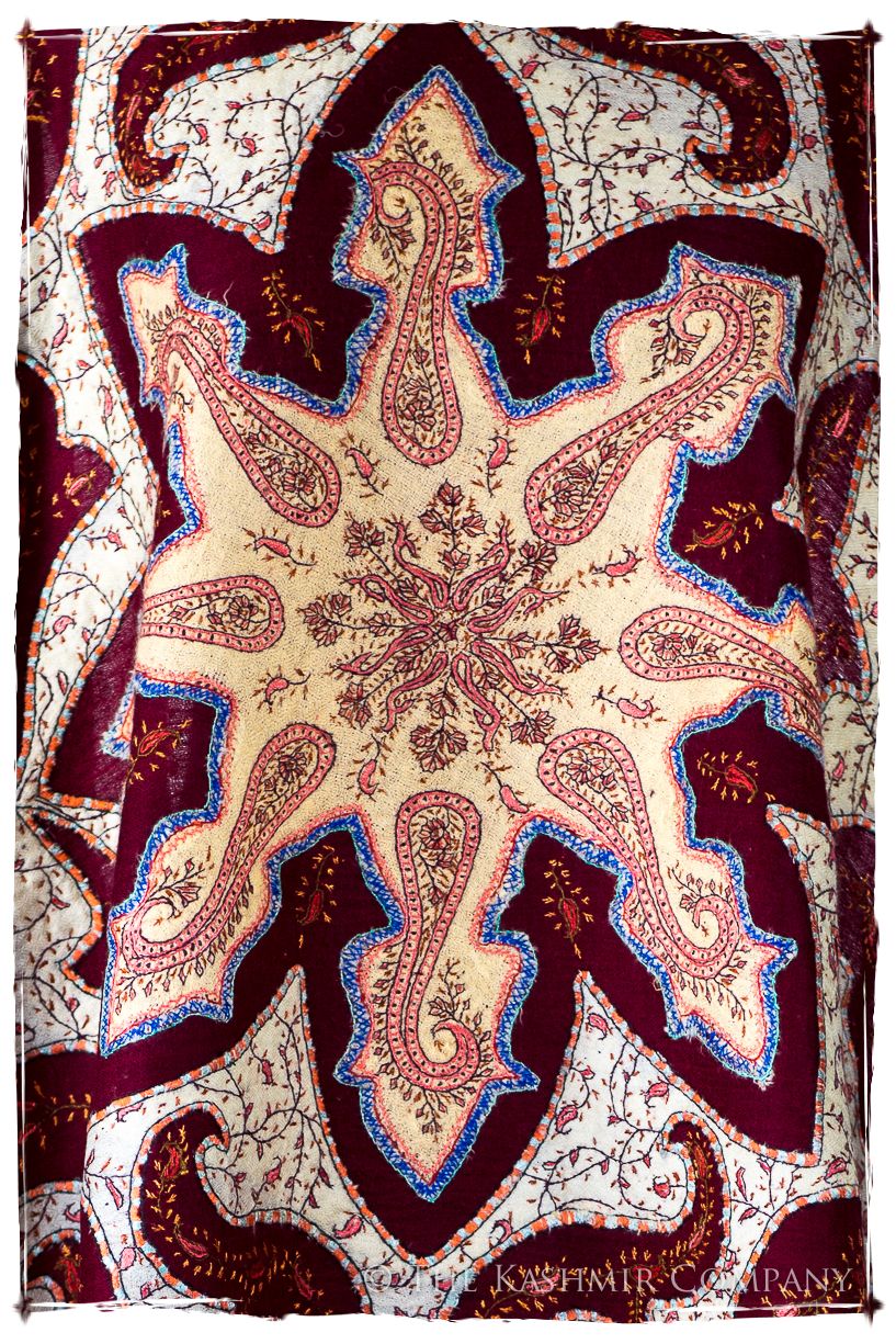 The Mona Lisa Bordeaux Gold Blanc Deux Shawl
