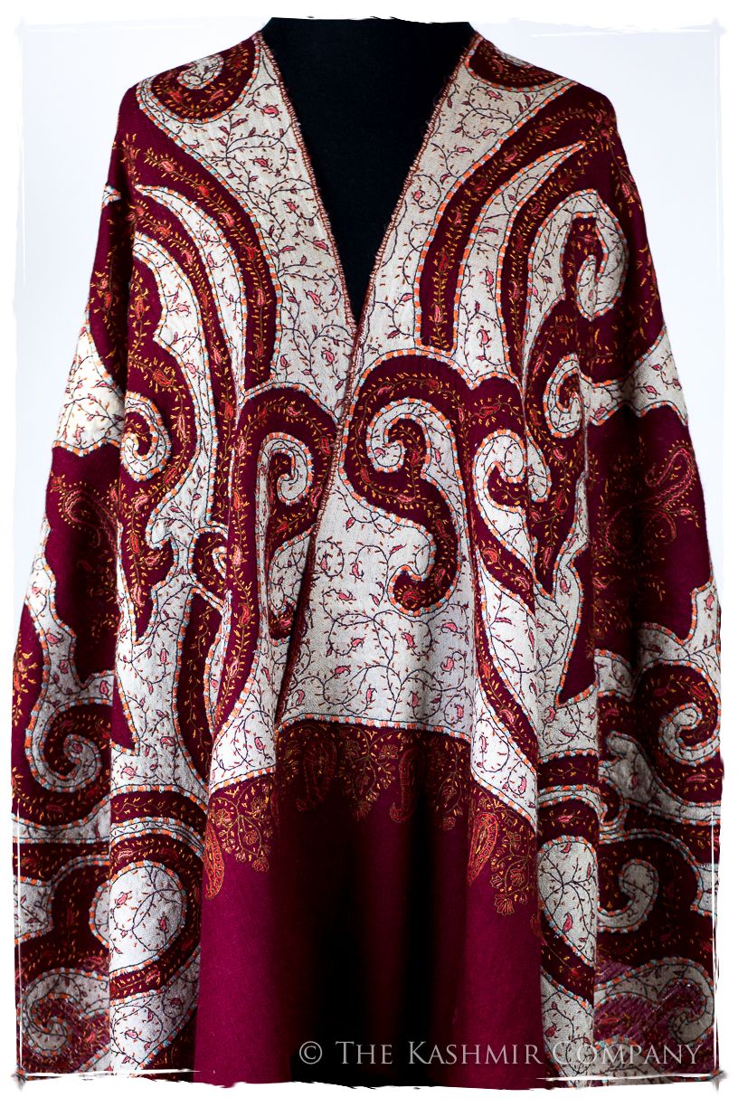 The Mona Lisa Bordeaux Gold Blanc Deux Shawl