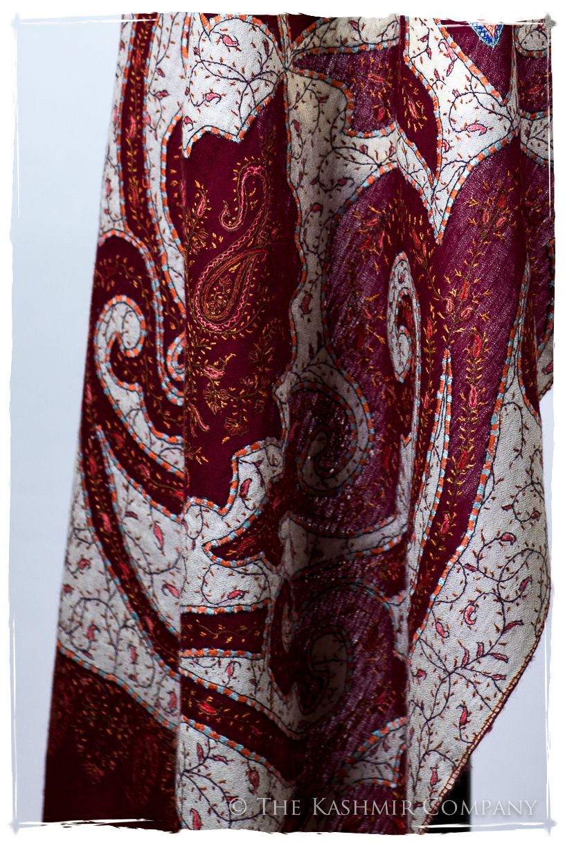 The Mona Lisa Bordeaux Gold Blanc Deux Shawl