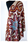 The Mona Lisa Bordeaux Marin Blanc Deux Shawl