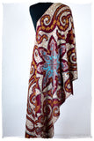 The Mona Lisa Bordeaux Marin Blanc Deux Shawl