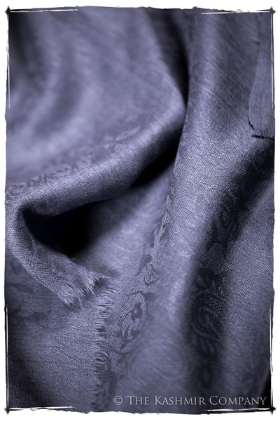 Deep Periwinkle Paisley Kashmir Wool Scarf