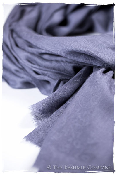 Deep Periwinkle Paisley Kashmir Wool Scarf