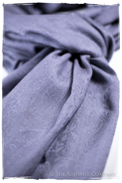 Deep Periwinkle Paisley Kashmir Wool Scarf