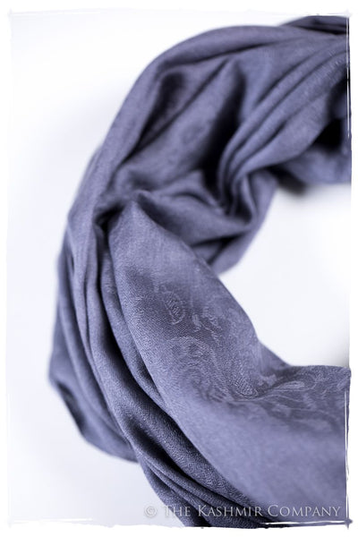 Deep Periwinkle Paisley Kashmir Wool Scarf