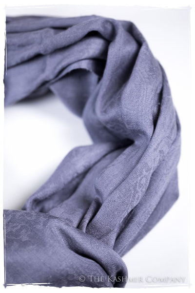 Deep Periwinkle Paisley Kashmir Wool Scarf