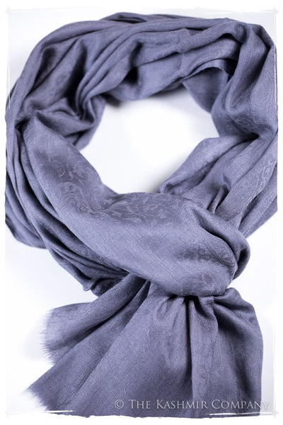 Deep Periwinkle Paisley Kashmir Wool Scarf