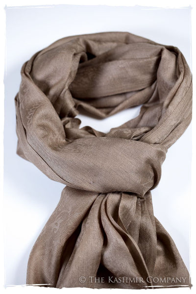 Frosted Almond Paisley Kashmir Wool Scarf