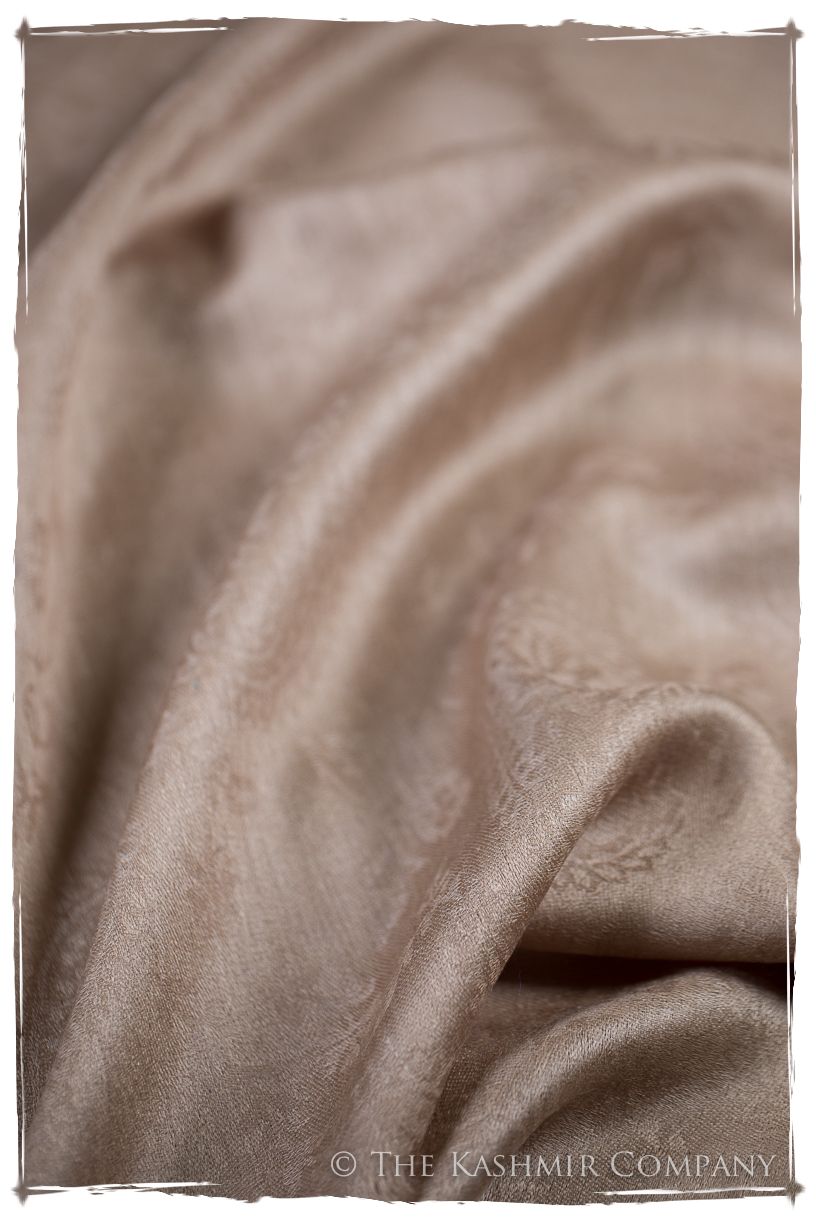 Frosted Almond Paisley Kashmir Wool Scarf