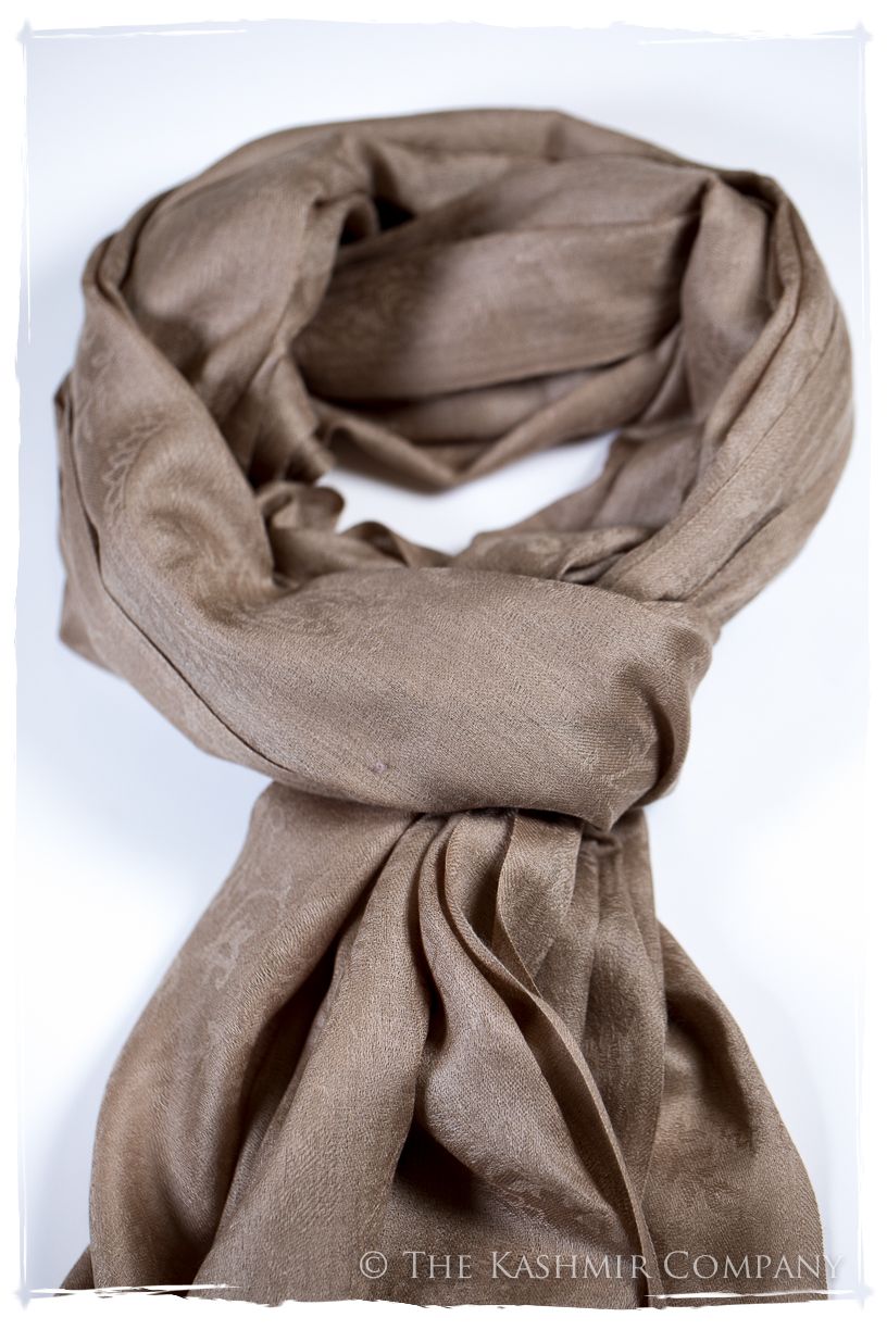 Frosted Almond Paisley Kashmir Wool Scarf