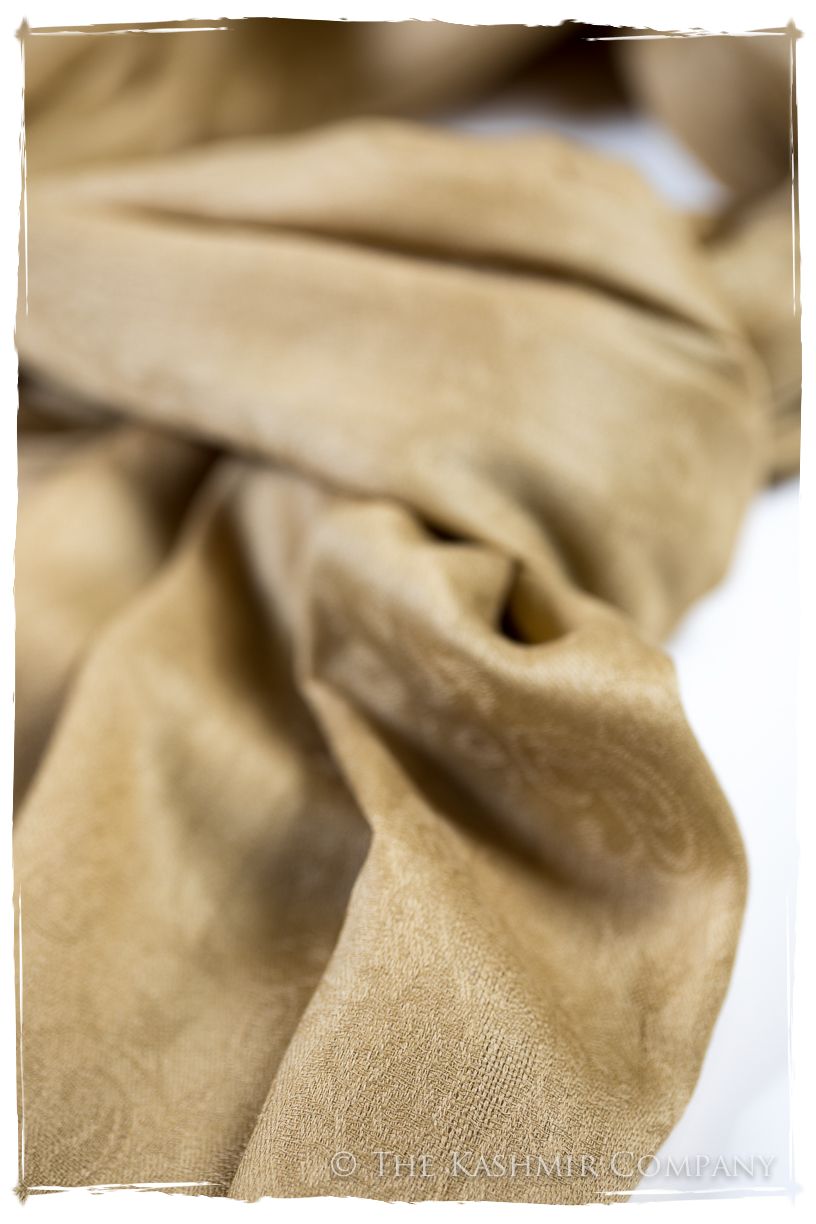 Dusty Citron Gold Paisley Kashmir Wool Scarf