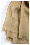 Dusty Citron Gold Paisley Kashmir Wool Scarf