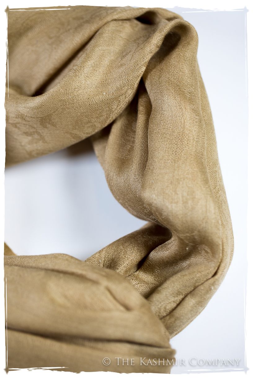 Dusty Citron Gold Paisley Kashmir Wool Scarf