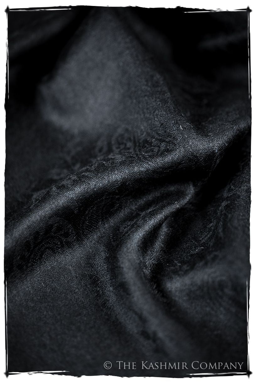 Caviar Paisley Kashmir Wool Scarf