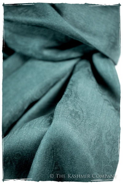 Adriatic Bleu Paisley Kashmir Wool Scarf