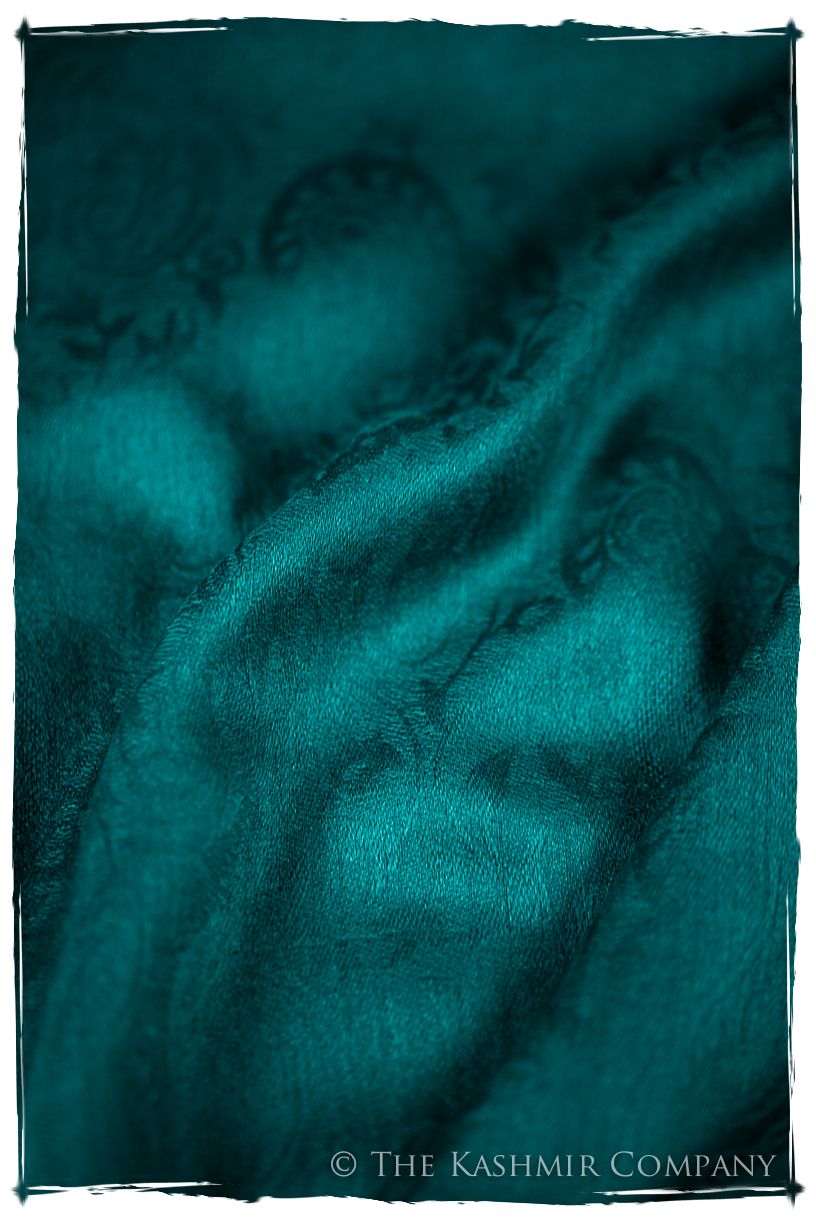 Ocean Depths Paisley Kashmir Wool Scarf