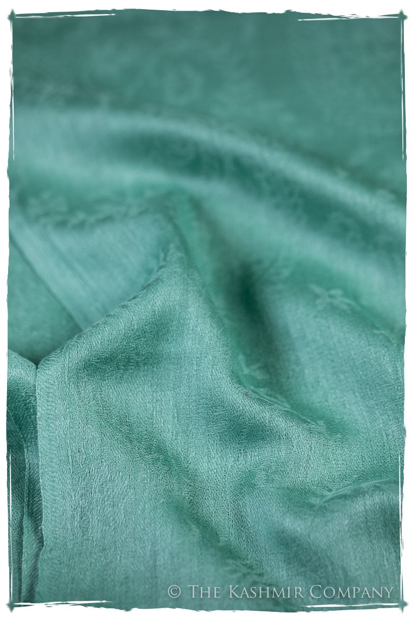 Aqua Haze Paisley Kashmir Wool Scarf