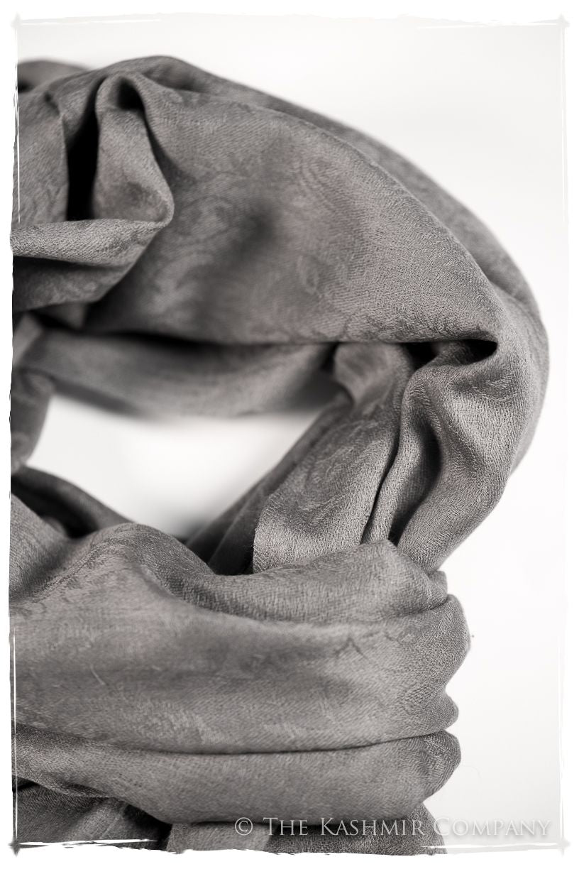 Chinchilla Paisley Kashmir Wool Scarf