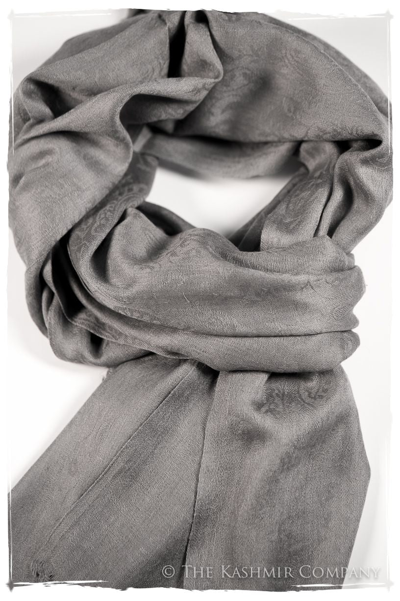 Chinchilla Paisley Kashmir Wool Scarf