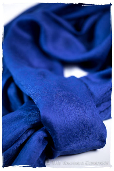 Française Bleu Paisley Kashmir Wool Scarf