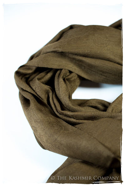 Bronze Mist Paisley Kashmir Wool Scarf