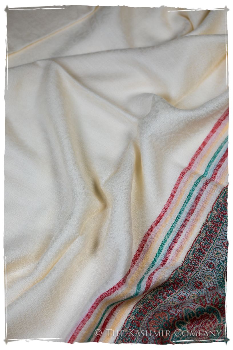 Donatella Frontière Ivory Kashmir Wool Scarf
